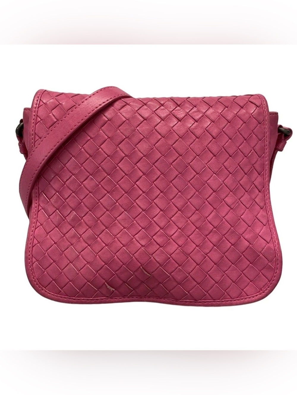 Bottega Veneta Woven Leather Crossbody Bag in Pink